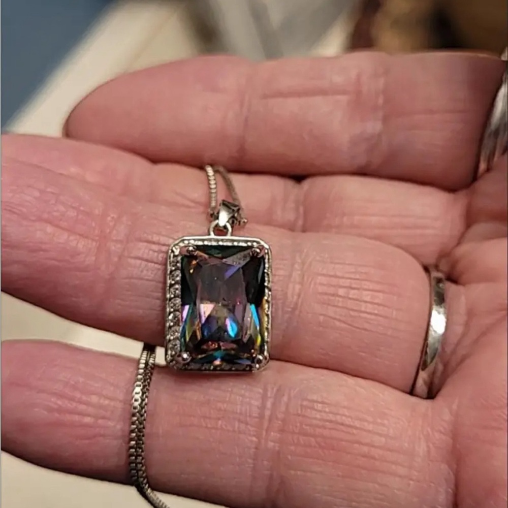 Aurora Borealis S925 Sterling silver pendant necklace. New. - Picture 6 of 13